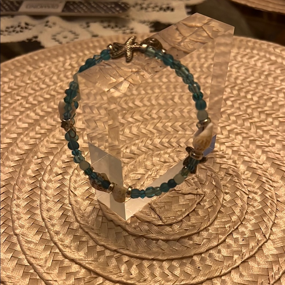 Silver and Blue Beaded Bracelet with Star Charm